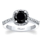 Round Black And White Diamond Halo Ring