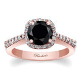 Round Black And White Diamond Halo Ring