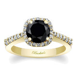 Round Black And White Diamond Halo Ring
