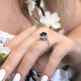 Radiant Cut Black And White Diamond Halo Ring