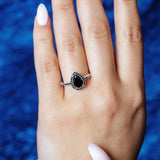 Black Diamond Pear Shaped Ring