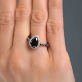 Pear Shaped Black Diamond Ring