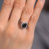 Pear Shaped Black Diamond Ring