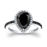 Pear Shaped Black Diamond Ring
