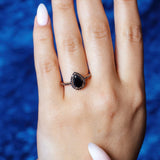 Black Diamond Pear Shaped Ring