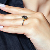 Black Diamond Pear Shaped Ring
