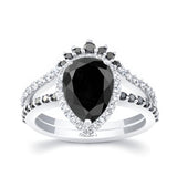 Pear Shaped Black Diamond Wedding Set