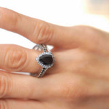 Pear Shaped Black Diamond Wedding Set