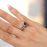 Pear Shaped Black Diamond Wedding Set