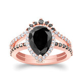 Pear Shaped Black Diamond Wedding Set