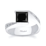 Princess Cut Black And White Diamond Channel Set Engagement Ring