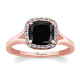 Cushion Black And White Diamond Halo Ring