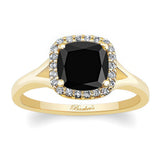 Cushion Black And White Diamond Halo Ring