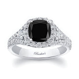 1.5 Carat Cushion Cut Black And White Diamond Ring