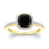1 Carat Cushion Cut Black And White Diamond Halo Engagement Ring