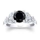 Marquise And Round Black And White Diamond Ring