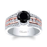 Round Black And White Diamond Channel Set Engagement Ring