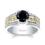 Round Black And White Diamond Channel Set Engagement Ring