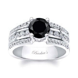 Round Black And White Diamond Channel Set Engagement Ring