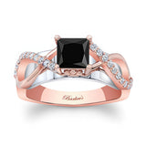 Black And White Diamond Cathedral Engagement Ring
