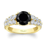 2 Carat Round Black And White Diamond Engagement Ring