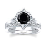 Round Halo Black And White Diamond Bridal Set