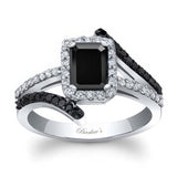 Rectangle Halo Black Diamond Engagement Ring