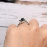 Black Diamond Half Halo Engagement Ring