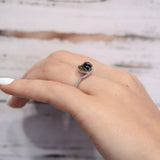 Black Diamond Half Halo Engagement Ring