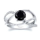 Open Shank Black And White Diamond Ring