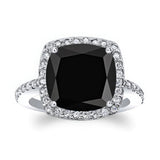 5 Carat Cushion Cut Black And White Diamond Halo Ring
