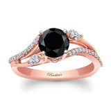 Curved Split Shank Black And White Diamond Ring