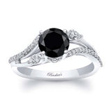 Curved Split Shank Black And White Diamond Ring