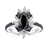 Marquise Black Diamond Engagement Ring