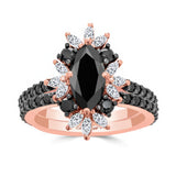Marquise Black Diamond Wedding Set