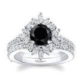 Marquise Halo Black And White Diamond Wedding Set