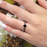 Princess Cut Black Diamond Twist Engagement Ring