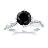 2 Carat Twisted Black And White Diamond Engagement Ring