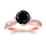 2 Carat Twisted Black And White Diamond Engagement Ring