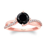 Twisted Black And White Diamond Engagement Ring