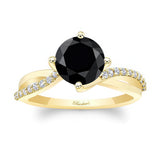 2 Carat Twisted Black And White Diamond Engagement Ring