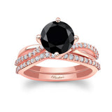 2 Carat Twisted Black And White Diamond Bridal Set