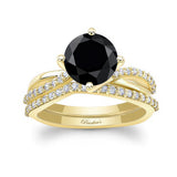 2 Carat Twisted Black And White Diamond Bridal Set