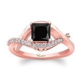 Criss Cross Princess Cut Black And White Diamond Engagement Ring