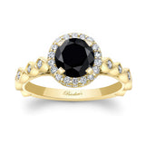 Vintage Halo Black And White Diamond Ring
