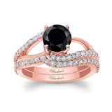 Split Shank Black And White Diamond Bridal Set