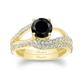Split Shank Black And White Diamond Bridal Set