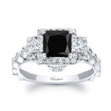 Vintage Three Stone Black And White Diamond Engagement Ring