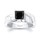 Princess Cut Black Diamond Cathedral Solitaire Ring