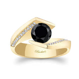 Tension Setting Black And White Diamond Ring